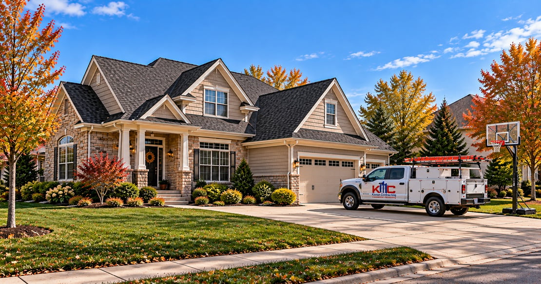 Autumn Craftsman Home with Contractor Truck